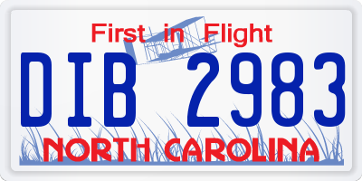 NC license plate DIB2983