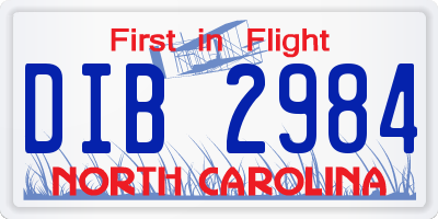 NC license plate DIB2984