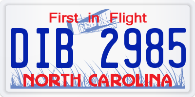 NC license plate DIB2985