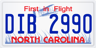 NC license plate DIB2990
