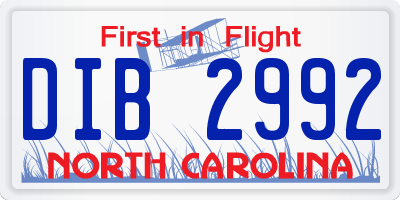 NC license plate DIB2992