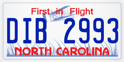 NC license plate DIB2993