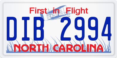 NC license plate DIB2994