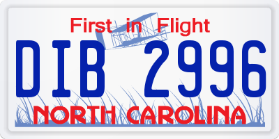 NC license plate DIB2996