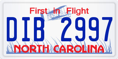 NC license plate DIB2997