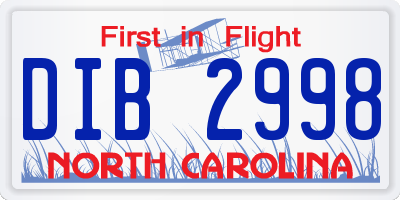 NC license plate DIB2998