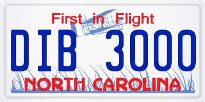 NC license plate DIB3000