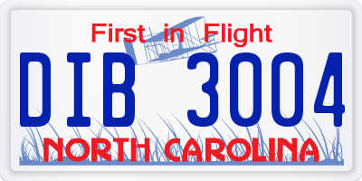 NC license plate DIB3004