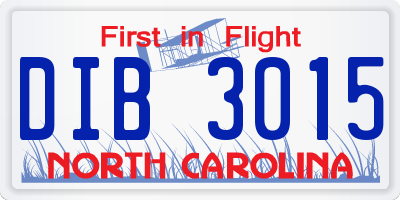 NC license plate DIB3015
