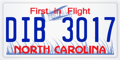 NC license plate DIB3017