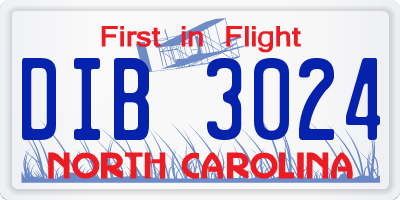 NC license plate DIB3024