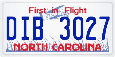NC license plate DIB3027