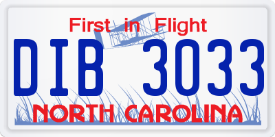 NC license plate DIB3033