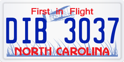 NC license plate DIB3037