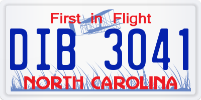 NC license plate DIB3041