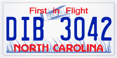 NC license plate DIB3042