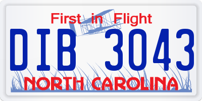 NC license plate DIB3043