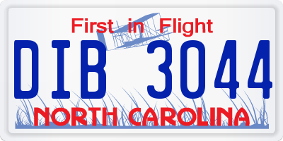 NC license plate DIB3044