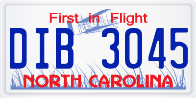 NC license plate DIB3045