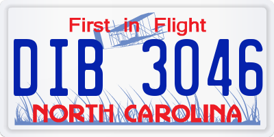 NC license plate DIB3046
