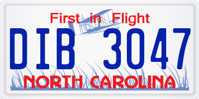 NC license plate DIB3047