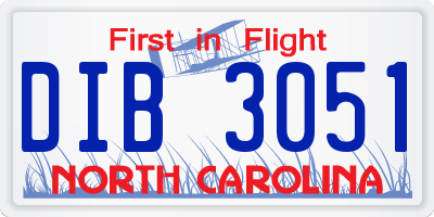 NC license plate DIB3051