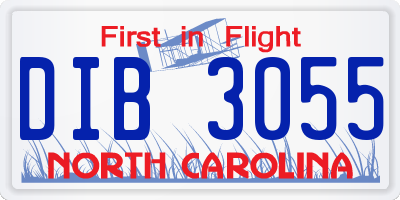 NC license plate DIB3055