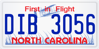 NC license plate DIB3056