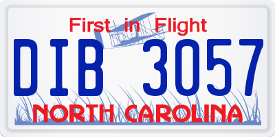 NC license plate DIB3057