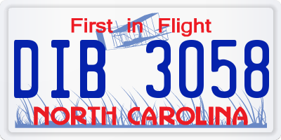 NC license plate DIB3058