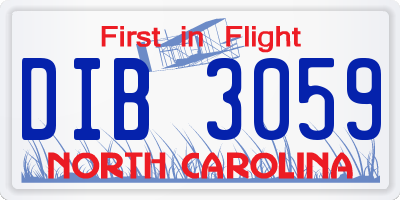 NC license plate DIB3059