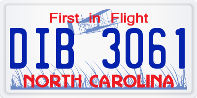 NC license plate DIB3061