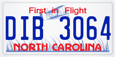NC license plate DIB3064