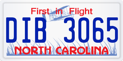 NC license plate DIB3065