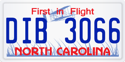 NC license plate DIB3066