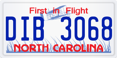 NC license plate DIB3068