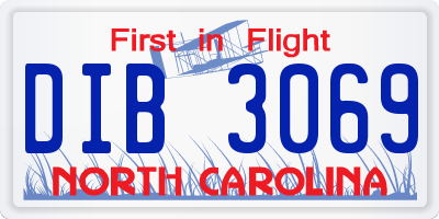 NC license plate DIB3069