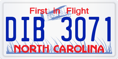 NC license plate DIB3071