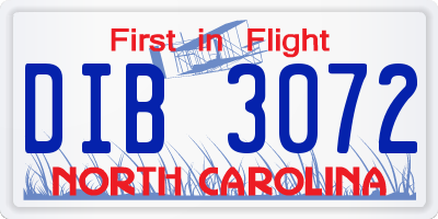 NC license plate DIB3072