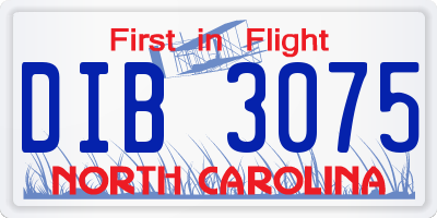 NC license plate DIB3075
