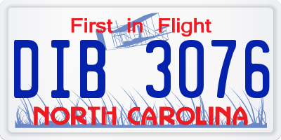 NC license plate DIB3076