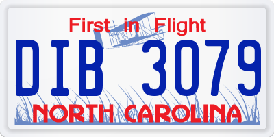 NC license plate DIB3079