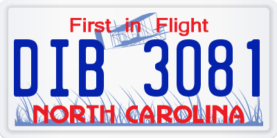 NC license plate DIB3081