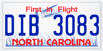 NC license plate DIB3083