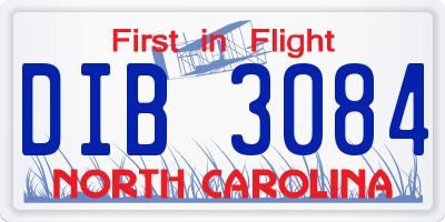 NC license plate DIB3084
