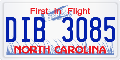 NC license plate DIB3085
