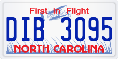 NC license plate DIB3095