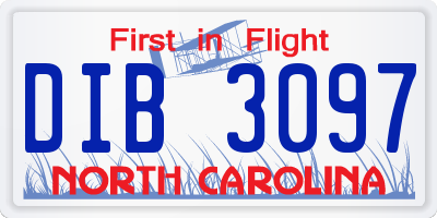 NC license plate DIB3097