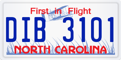 NC license plate DIB3101