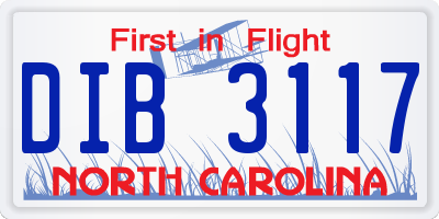 NC license plate DIB3117